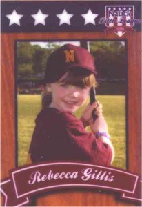 Rebecca's Little League baseball card for 2008